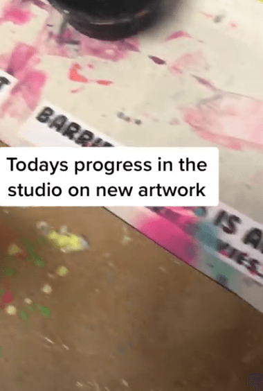 What is happening in the Studio of Brighton based Graffiti Pop Artist Barrie J Davies