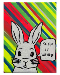 Keep It Weird Painting by Barrie J Davies 2024, Mixed media on Canvas, 21 cm x 29 cm, Unframed and ready to hang.