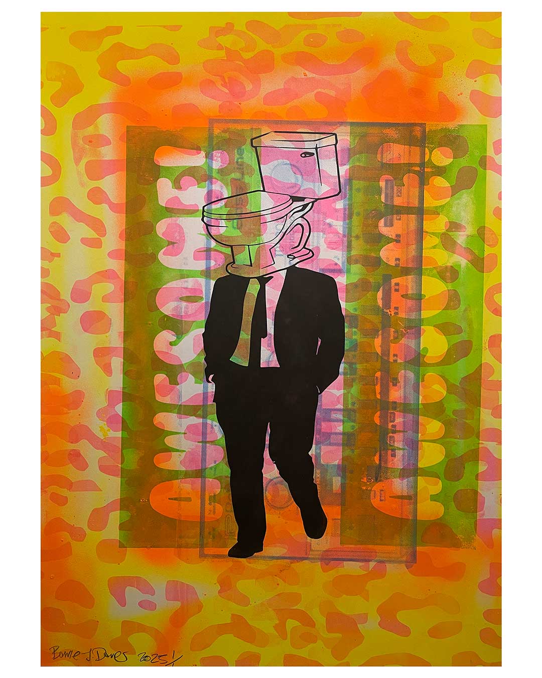 Beyond Mr John Print by Barrie J Davies 2025, Unframed Silkscreen print on paper (hand finished), edition of 1/1 A2 size 42cm x 59cm.