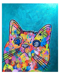 Blue Cosmic Moggy Painting
