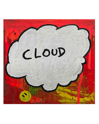 Cloud Painting by Barrie J Davies 2024, Mixed media on Canvas, 20 cm x 20 cm, Unframed and ready to hang.