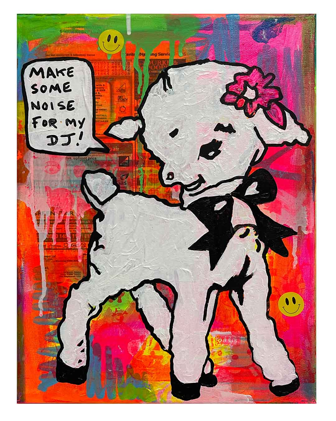 Deejay Painting by Barrie J Davies 2024, Mixed media on Canvas, 21 cm x 29 cm, Unframed and ready to hang.