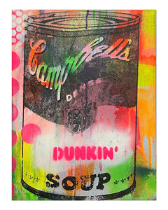 Dunkin’ Soup Painting by Barrie J Davies 2024, Mixed media on Canvas, 30 cm x 40 cm, Unframed and ready to hang.