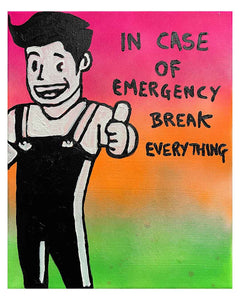 Emergency Painting by Barrie J Davies 2024, Mixed media on Canvas, 24 cm x 30 cm, Unframed and ready to hang.