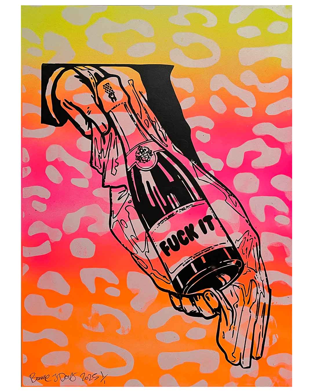 Faded Fuck It Print by Barrie J Davies 2025, Unframed Silkscreen print on paper (hand finished), edition of 1/1 A3 size 29cm x 42cm.