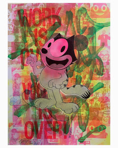 Far Out For Cats Print by Barrie J Davies 2023, Unframed Silkscreen print on paper (hand finished), edition of 1/1 A2 size 42cm x 59cm.  