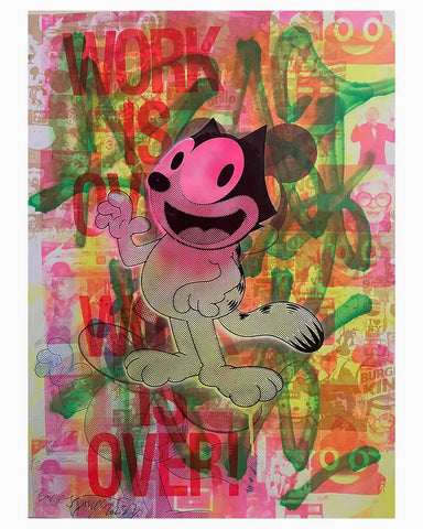 Far Out For Cats Print by Barrie J Davies 2023, Unframed Silkscreen print on paper (hand finished), edition of 1/1 A2 size 42cm x 59cm.  