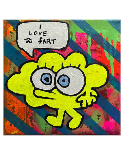 Farting Painting by Barrie J Davies 2024, Mixed media on Canvas, 20 cm x 20 cm, Unframed and ready to hang.