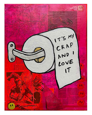 Its My Crap Painting by Barrie J Davies 2024, Mixed media on Canvas, 21 cm x 29 cm, Unframed and ready to hang.