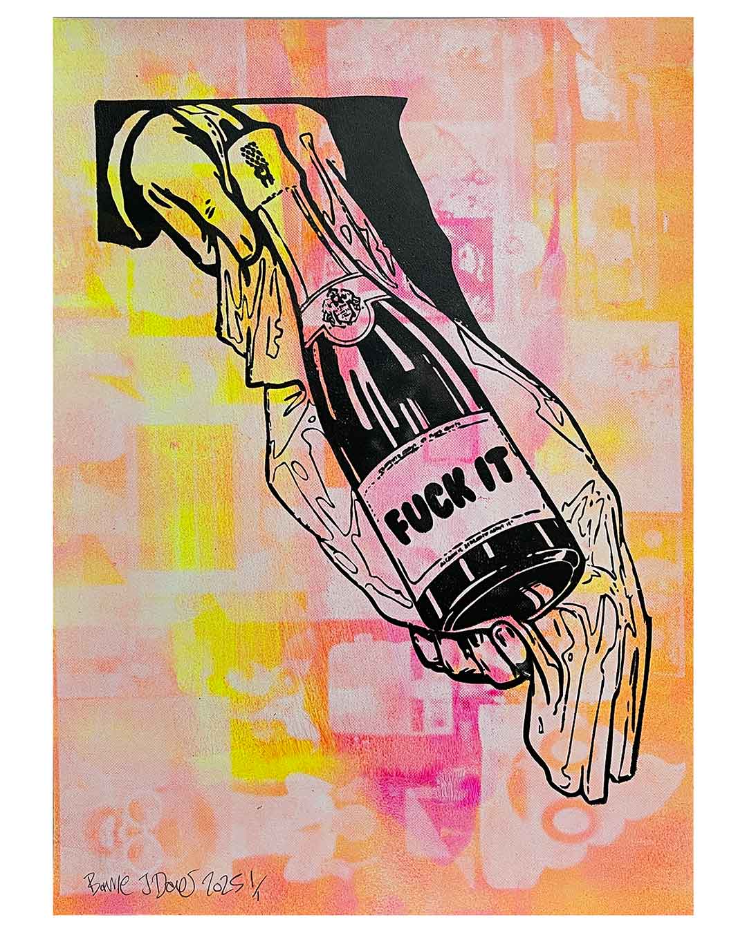 Melted Fuck It Print by Barrie J Davies 2025, Unframed Silkscreen print on paper (hand finished), edition of 1/1 A3 size 29cm x 42cm.