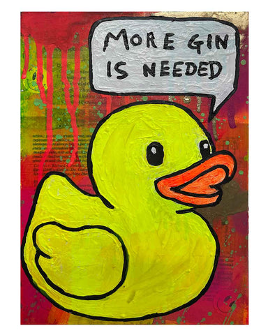More Gin Is Needed Painting by Barrie J Davies 2024, Mixed media on Canvas, 21 cm x 29 cm, Unframed and ready to hang.