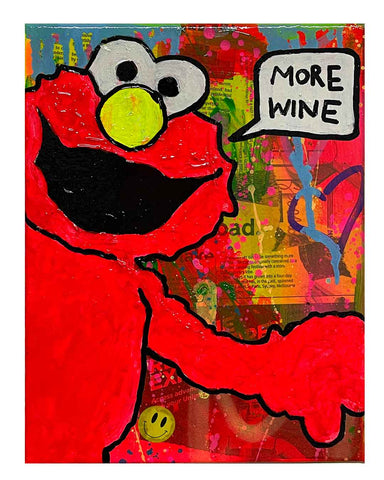 More Wine Painting by Barrie J Davies 2024, Mixed media on Canvas, 21 cm x 29 cm, Unframed and ready to hang.