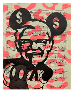 Musical Mad Mickey Print by Barrie J Davies, Unframed Silkscreen print on Paper (hand finished), edition of 1/1 25cm x 22cm.