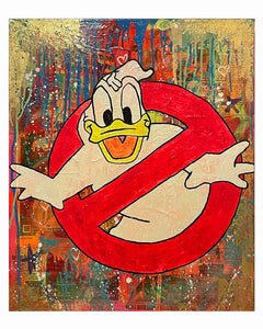 No Ducking Painting by Barrie J Davies 2023, Mixed media on Canvas, 51cm x 61cm, Unframed.