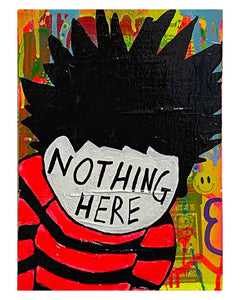 Nothing Here Painting by Barrie J Davies 2024, Mixed media on Canvas, 21 cm x 29 cm, Unframed and ready to hang.