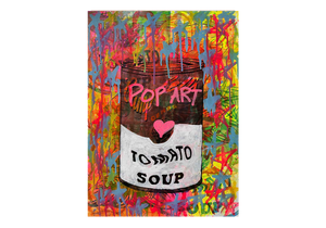 Pop Art Soup Print by Barrie J Davies 2023, Unframed Silkscreen print on paper (hand finished), edition of 1/1 A2 size 42cm x 59cm.  