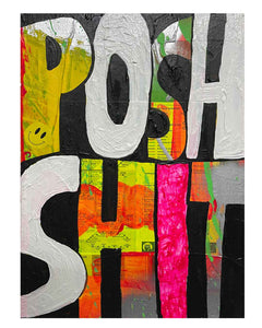 Posh Shit Painting by Barrie J Davies 2024, Mixed media on Canvas, 21 cm x 29 cm, Unframed and ready to hang.