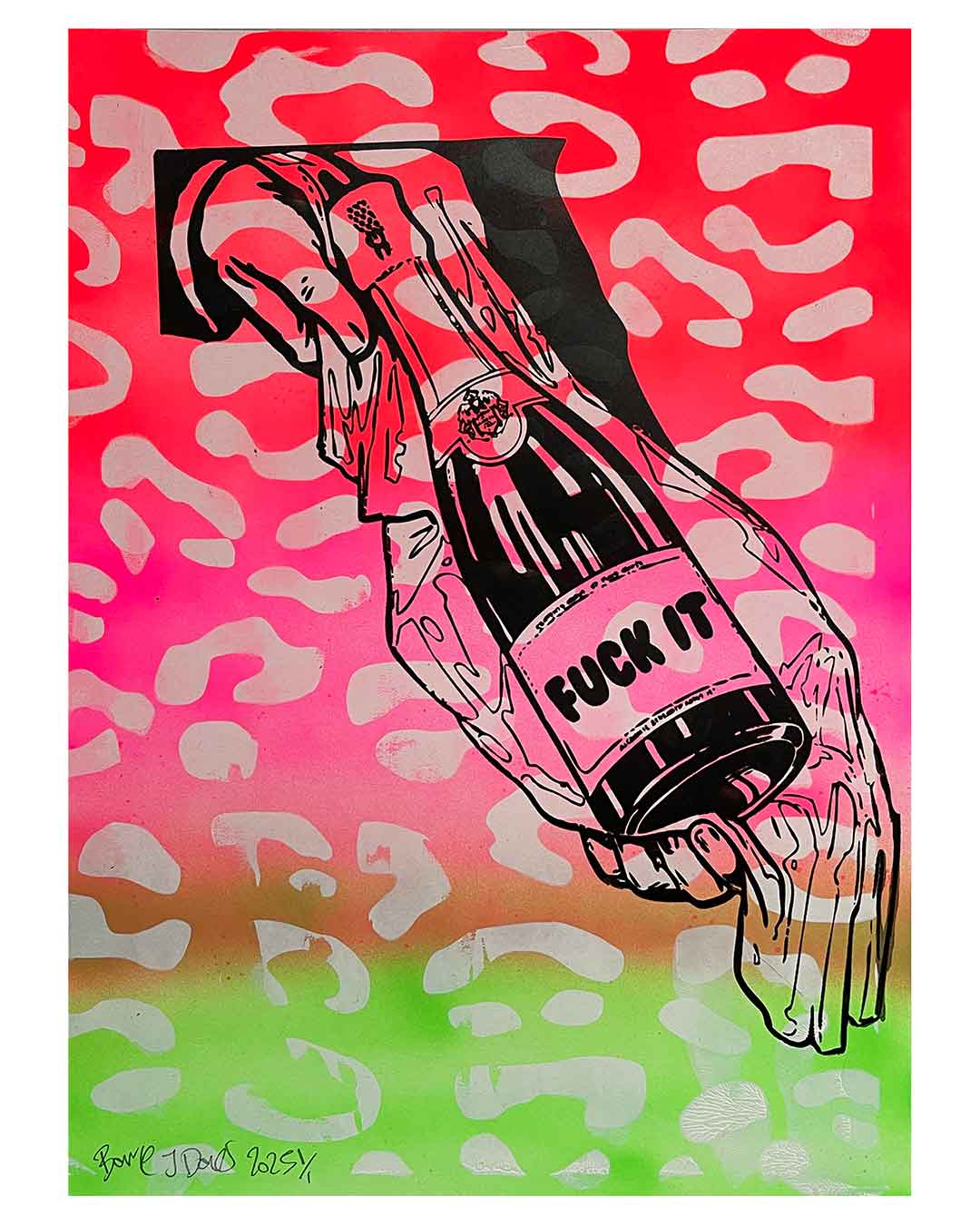 Red Fade Fuck It Print by Barrie J Davies 2025, Unframed Silkscreen print on paper (hand finished), edition of 1/1 A3 size 29cm x 42cm.