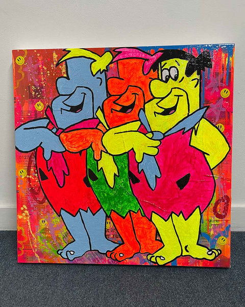 Right Said Fred Painting by Barrie J Davies 2023, Mixed media on Canvas, 65cm x 65cm, Unframed and ready to hang.