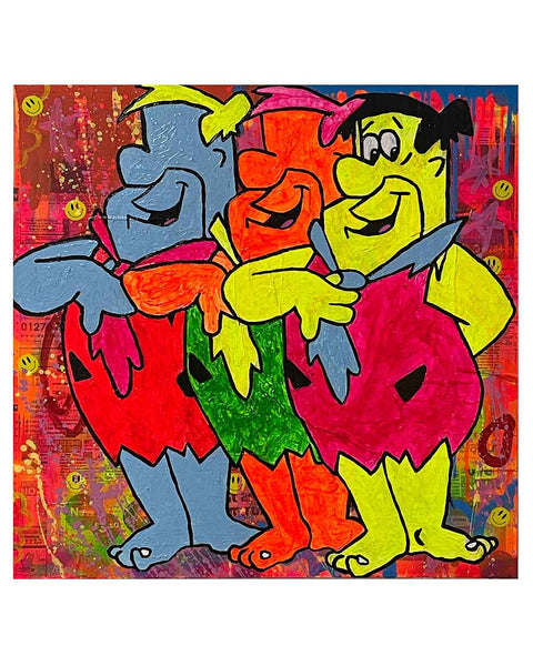 Right Said Fred Painting by Barrie J Davies 2023, Mixed media on Canvas, 65cm x 65cm, Unframed and ready to hang.