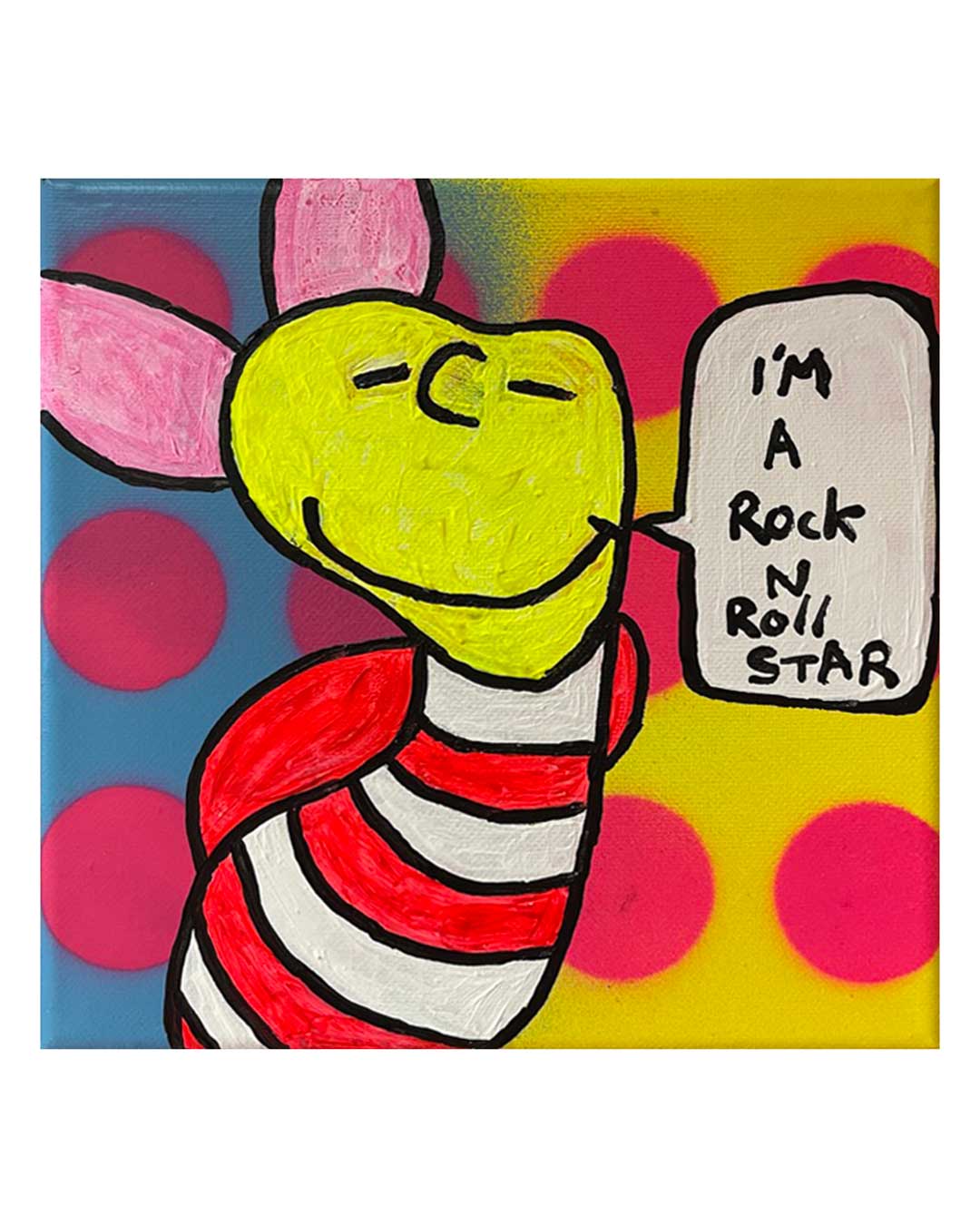 Rock N Roll Star Painting by Barrie J Davies 2024, Mixed media on Canvas, 20 cm x 20 cm, Unframed and ready to hang.