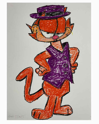 Secret Kitty Cat Drawing by Barrie J Davies 2023, Oil pastels on paper, (unframed)  A2 size 42cm x 59.4cm. 