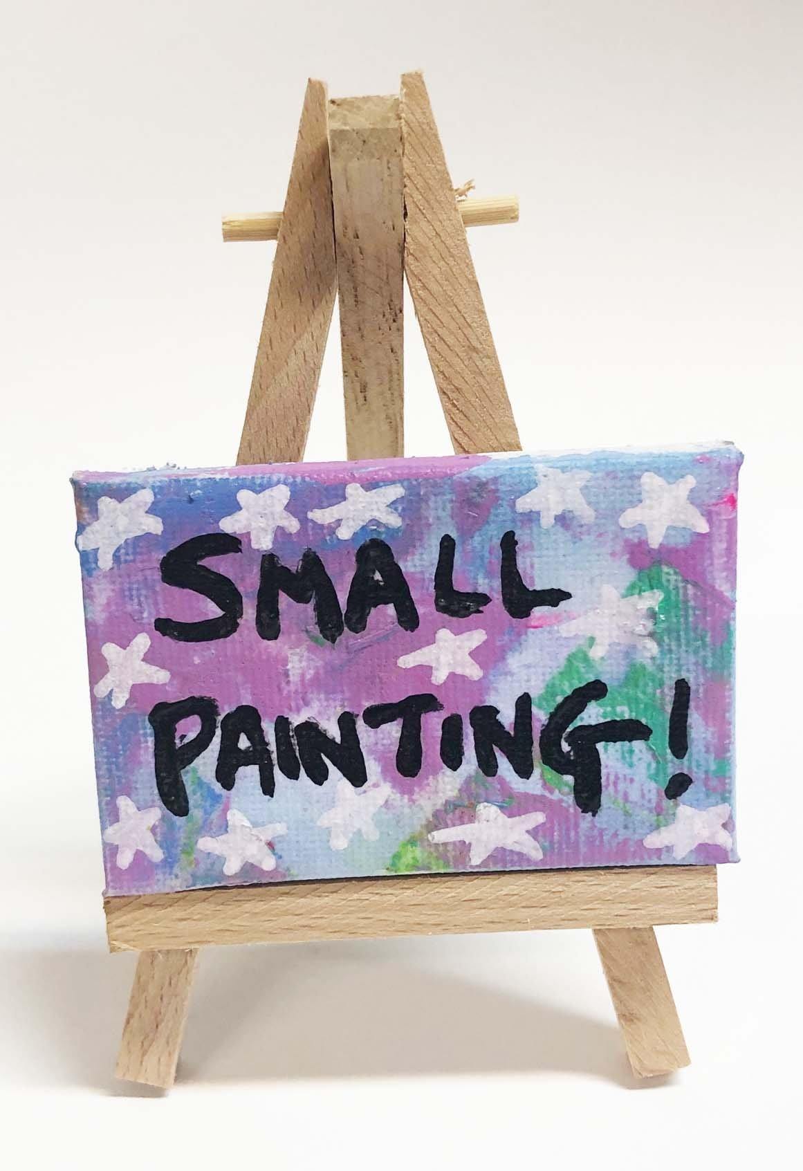Small Painting by Barrie J Davies 2019, mixed media on canvas, Unframed on mini easel, 7.5cm x 5cm.