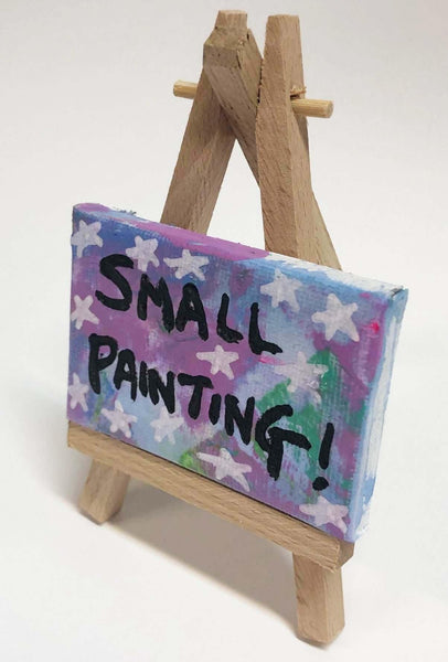 Small Painting by Barrie J Davies 2019, mixed media on canvas, Unframed on mini easel, 7.5cm x 5cm.
