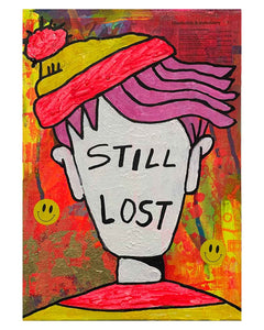Still Lost Painting by Barrie J Davies 2024, Mixed media on Canvas, 21 cm x 29 cm, Unframed and ready to hang.