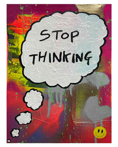 Stop Thinking Painting by Barrie J Davies 2024, Mixed media on Canvas, 21 cm x 29 cm, Unframed and ready to hang.