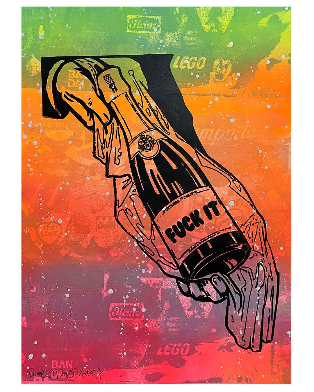 Street Fuck It Print by Barrie J Davies 2025, Unframed Silkscreen print on paper (hand finished), edition of 1/1 A3 size 29cm x 42cm.