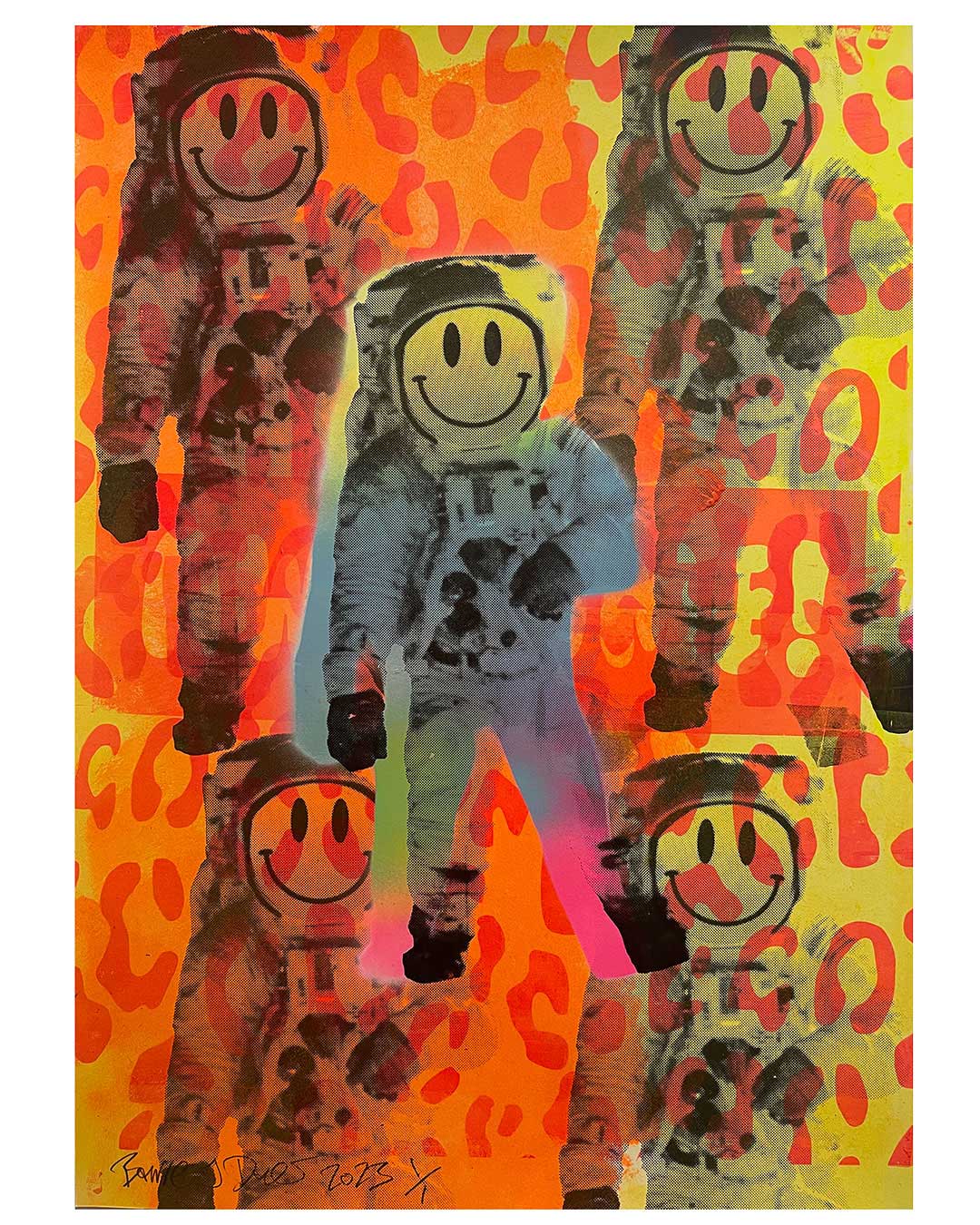 Super Spaced Man Print by Barrie J Davies 2023, unframed Silkscreen print on paper (hand finished) edition of 1/1, A2 size 42cm x 59.4cm.