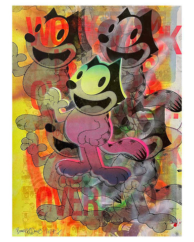 Too Crazy For Cats Print by Barrie J Davies 2024, Unframed Silkscreen print on paper (hand finished), edition of 1/1 A2 size 42cm x 59cm.