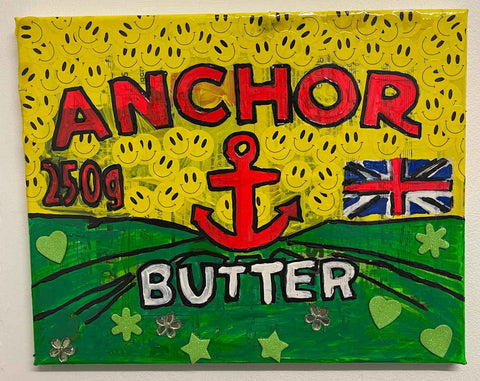 Butter Painting by Barrie J Davies 2022, Mixed media on Canvas, 27cm x 35cm, Unframed and ready to hang.