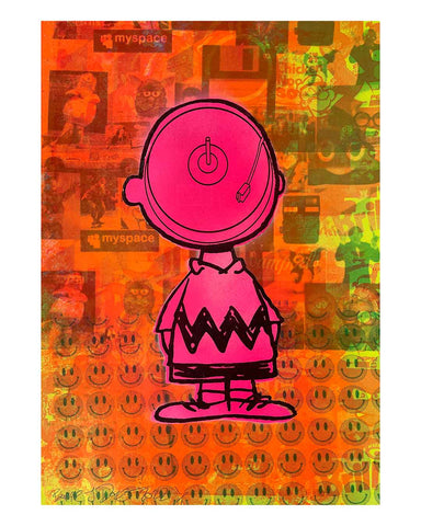 Charlie Says pink Print by Barrie J Davies 2022, unframed Silkscreen print on paper (hand finished) edition of 1/1, A2 size 42cm x 59.4cm.