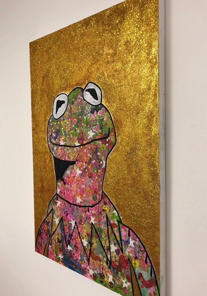 Peace Frog by Barrie J Davies 2018, mixed media on canvas, Unframed, 60cm x 100cm. Barrie J Davies is an Artist - Pop Art and Street art inspired Artist based in Brighton England UK - Pop Art Paintings, Street Art Prints & Editions available.