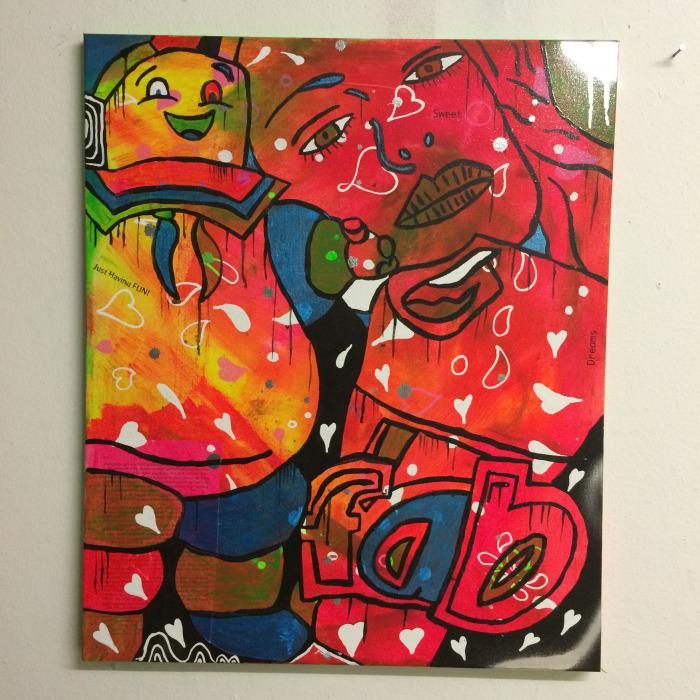 Sweet Dreams by Barrie J Davies 2015, Mixed media on Canvas, 50cm x 60cm, Unframed. Barrie J Davies is an Artist - Pop Art and Street art inspired Artist based in Brighton England UK - Pop Art Paintings, Street Art Prints & Editions available. 