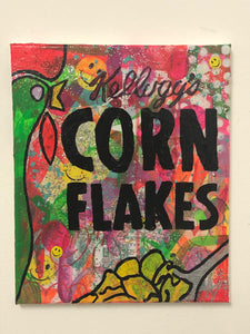 The most important meal of the day by Barrie J Davies 2019, Mixed media on Canvas, 25cm x 30cm, Unframed. Barrie J Davies is an Artist - Pop Art and Street art inspired Artist based in Brighton England UK - Pop Art Paintings, Street Art Prints & Editions available. 