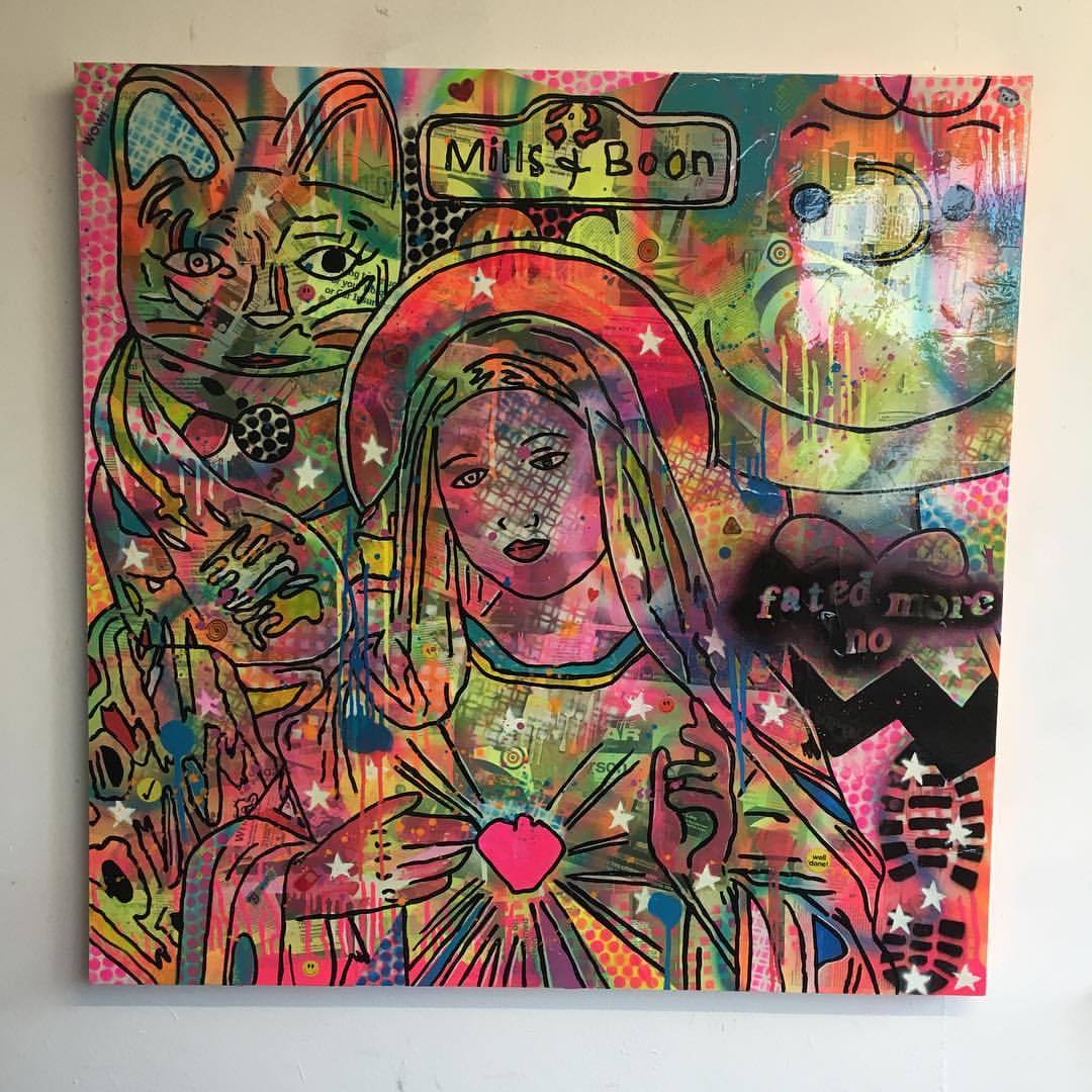 This is the way by Barrie J Davies 2016, mixed media on canvas, 90cm x 90cm, Unframed. Barrie J Davies is an Artist - Psychedelic pop surreal street art inspired Artist based in Brighton England UK - Paintings, Prints & Editions available.