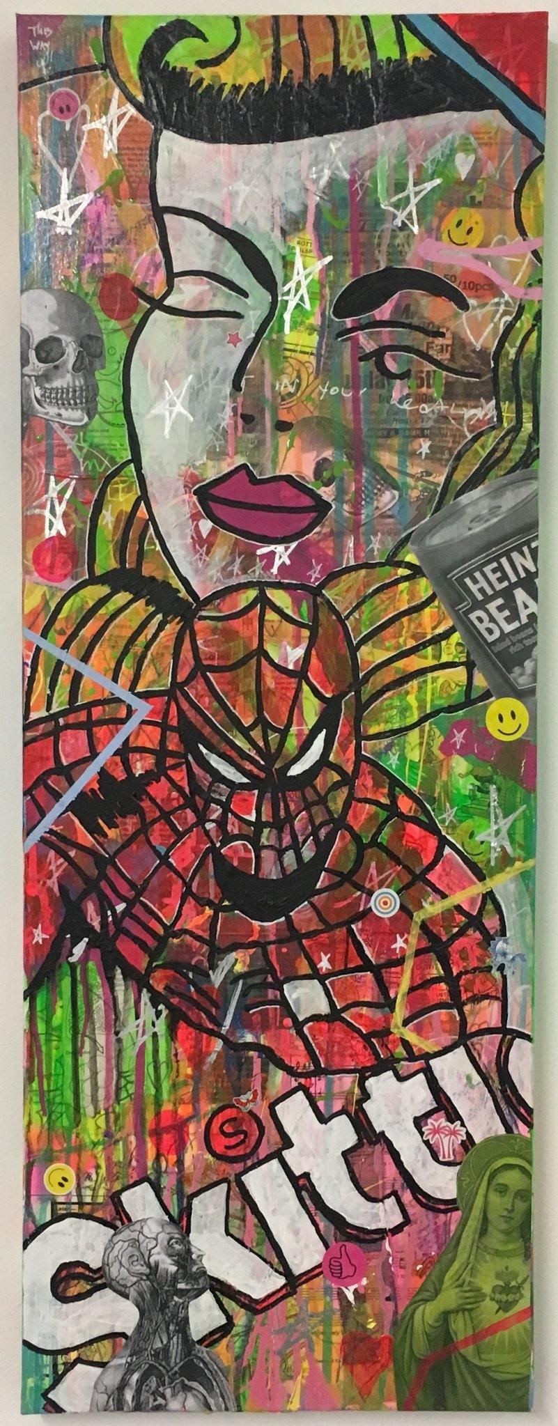 Truth to form by Barrie J Davies 2018, Mixed media on canvas, 30cm x 80cm, unframed. Barrie J Davies is an Artist - Pop Art and Street art inspired Artist based in Brighton England UK - Pop Art Paintings, Street Art Prints & Editions available.