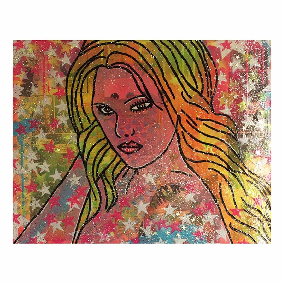 Who's that lady by Barrie J Davies 2015, 50cm x 40cm, mixed media on canvas, unframed. Barrie J Davies is an Artist - Pop Art and Street art inspired Artist based in Brighton England UK - Pop Art Paintings, Street Art Prints & Editions available. 