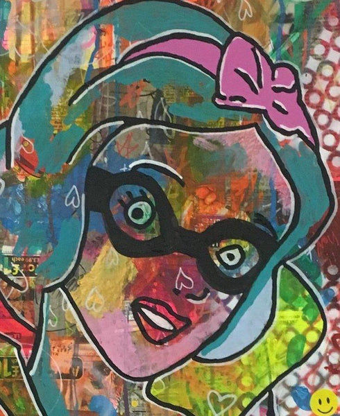 A Day in the lives by Barrie J Davies 2018, mixed media on canvas, Unframed, 50cm x 75cm. Pop Art Street Artist based in Brighton England UK - buy art online with free delivery Pop Art Paintings, Street Art Prints & sculptures.