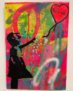 After Banksy Painting by Barrie J Davies 2022, Mixed media on Canvas, 21cm x 29cm, Unframed and ready to hang. Buy online with free delivery worldwide