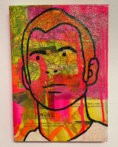 After Opie Painting by Barrie J Davies 2022, Mixed media on Canvas, 21cm x 29cm, Unframed and ready to hang.
