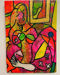 After Picasso Painting by Barrie J Davies 2022, Mixed media on Canvas, 21cm x 29cm, Unframed and ready to hang. Buy online with free delivery worldwide.
