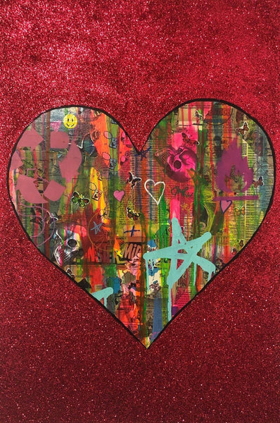 All is Full of Love by Barrie J Davies 2019, mixed media on canvas, Unframed, 50cm x 75cm. Barrie J Davies is an Artist - Pop Art and Street art inspired Artist based in Brighton England UK - Pop Art Paintings, Street Art Prints & Editions available.