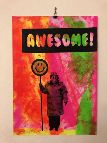 Awesome Happy Lady Print - BARRIE J DAVIES IS AN ARTIST