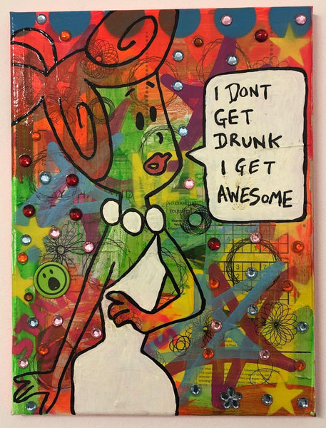 Awesome painting by Barrie J Davies 2020, mixed media on canvas, unframed, 30cm x 40cm