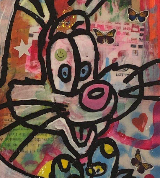 Baby Lemonade by Barrie J Davies 2019, Mixed media on Canvas, 20cm x 20cm, Unframed. Barrie J Davies is an Artist - Urban Pop Art & Street art Artist based in Brighton England UK - Pop Art Paintings, Street Art Prints & Editions available. 