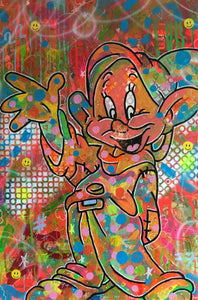 Back in the day by Barrie J Davies 2018, mixed media on canvas, Unframed, 50cm x 75cm. Barrie J Davies is an Artist - Psychedelic pop surreal street art inspired Artist based in Brighton England UK - Paintings, Prints & Editions available.